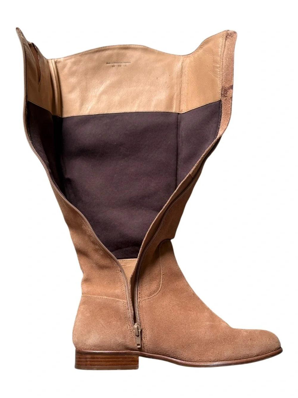 Jack Rogers Tara Suede Riding Boots Signature Stitching Tan | Women's 8